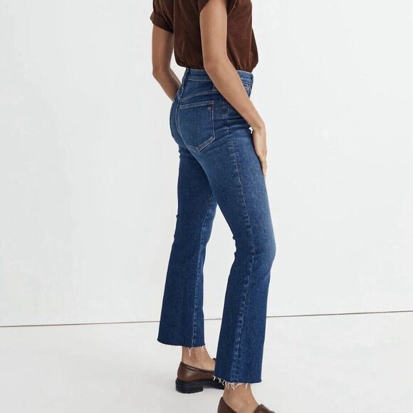 Madewell Cali Demi Boot Raw Hem Jeans Size 23 Raw Smithley Wash High Rise VGUC - Picture 2 of 12